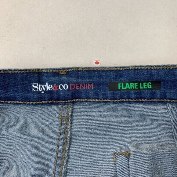 Style & Co Denim Womens Flare Bottom High Rise Jeans Size 16S Short in Blue - Picture 6 of 10